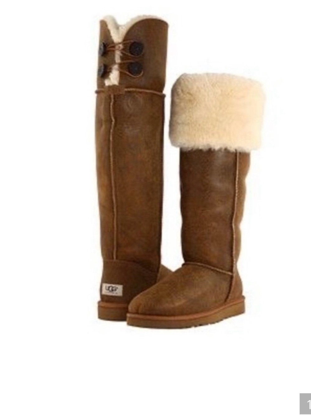 UGG Over the Knee Women's Bailey Button Boot in Chestnut Size 8